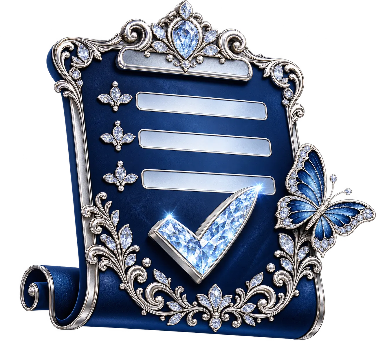 Portapapeles azul con confirmación de cristal